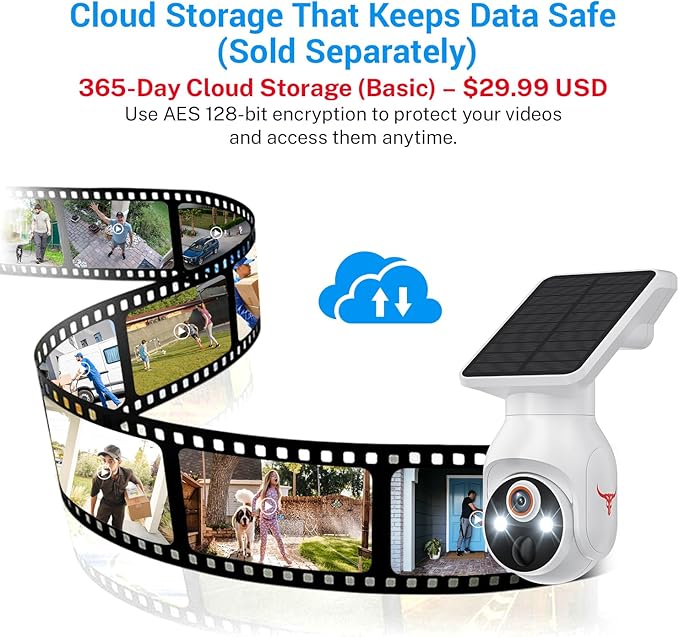 Solar-Powered 1080p Battery Camera, Security Cameras Wireless Outdoor for Home Surveillance, AI Human Detection, Cloud Storage (Sold Separately), 2.4G WiFi Only, Color Night Vision (WiFi)