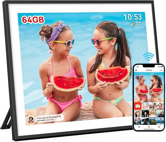 64GB 19inch FRAMEO Smart WiFi Digital Photo Frame 1280x960(4:3) IPS LCD Touch Screen, Auto-Rotate Portrait and Landscape, Dual-WiFi Share Moments Instantly via Frameo App from Anywhere