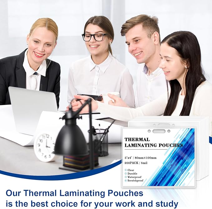 200 Pack 5mil 2.94“x4.13" Thermal Laminating Pouches Badge Laminate Pouches Clear Laminated Luggage Tags Printable Laminator Pouches for Business Permits Cards (200, 2.94"x4.13"-5mil-with Holes)