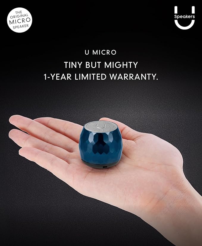 Fashionit U Micro - Small Bluetooth Speaker | Coin-Sized Speakers Bluetooth Wireless with Built-in Mic & Remote Shutter | Portable Rich Sound for Travel, Shower, Beach |Glam Midnight Blue
