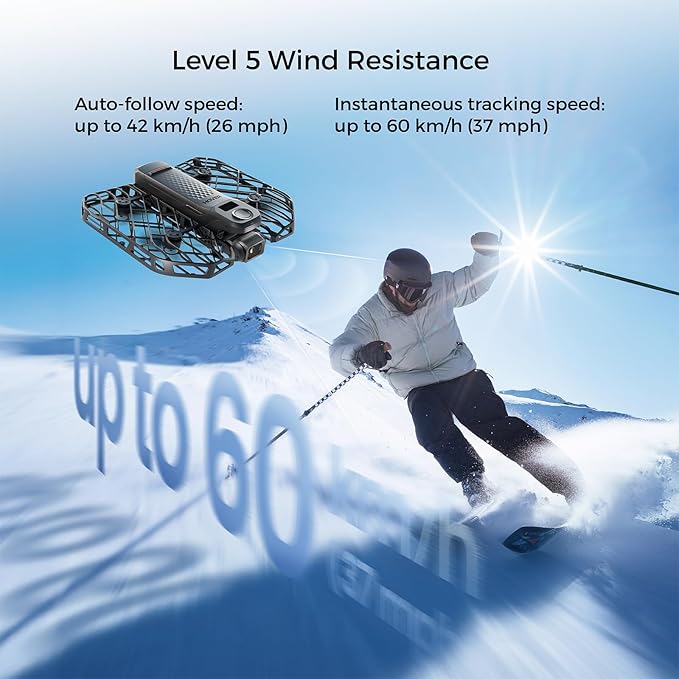 X1 PRO 4K Action Flying Camera, Foldable Drone with Camera with 42 KM/H Follow Speed, 10+ Fully Automatic Flight Modes, Fly Anywhere with OmniTerrain, SmoothCapture 2.0(Skiing Combo)