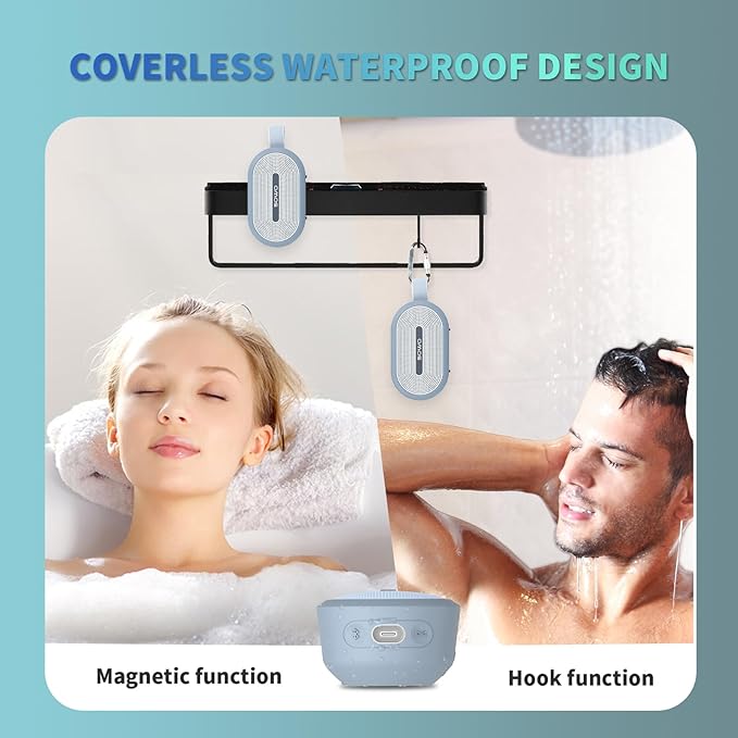 SOWO Wireless Portable Small Speaker, Ultra Magnetic Bluetooth Speaker for Golf Cart, Coverless IP67 Waterproof, 24 H Playtime, Pro Sound, Clip Hanging Design for Outdoor, Indoor - Blue