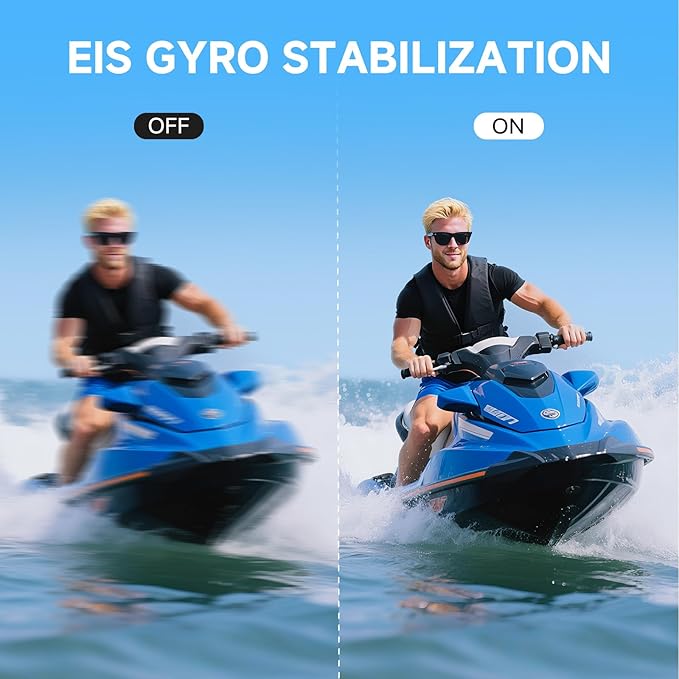 SJCAM SJ4000 Pro-Grade 4K Action Camera, 40MP 3-Axis EIS Stabilization Motorcycle Sport Camera, 170°FOV Waterproof Camera Underwater, 5X Zoom, Dual Batteries, 32G SD Card and Helmet Accessory Kit