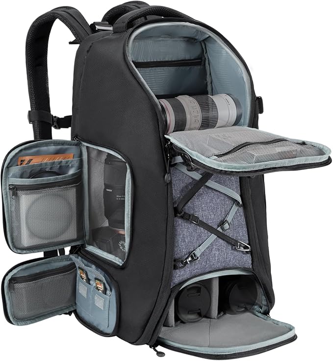 K&F Concept Camera Backpack,Camera Bags for Photographers 30L Large Capacity with Raincover and 16 Inch Laptop Compartment Compatible for Canon/Nikon/Sony/DJI Mavic Drone Travel