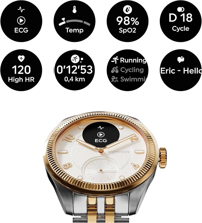 Withings Scanwatch Nova Brilliant - Health Hybrid Smart Watch for Men & Women - SPO2, Temperature Monitoring, Sleep, Respiratory Health, Cycle Monitoring, 30-Day Battery Life, Apple iOS/Android