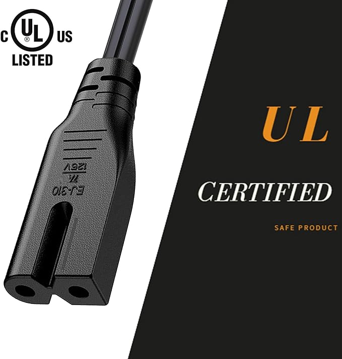 BICMICE 12Ft Extra Long 2 Prong Polarized Power Cord for Vizio-LED-TV Smart-HDTV E-M-Series Sound Bar 2 Slot Adapter-AC-Wall-Cable:IEC-60320 IEC320 C7 to NEMA 1-15P for Sharp Philips LED TV PS1 PS2