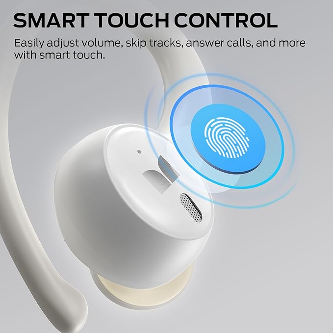 Monster N-Lite 216 Wireless Earbuds, Sports Ear Buds with Earhooks, ENC Noise Cancelling Mic,IPX6 Waterproof. Bluetooth 6.0 Headphones Stereo Bass Ear Buds 48H Playtime with LED Display White