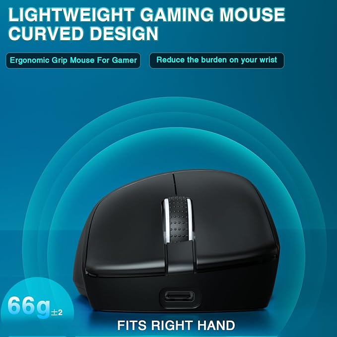SM805 Lightweight Wireless Gaming Mouse,24000 DPI,Tri-Modes Connection,BT5.0/Type-C Wired/2.4G Wireless Mouse Gaming with 2 Side Buttons, Engineering Grip Custom Mouse for Gamer,Black