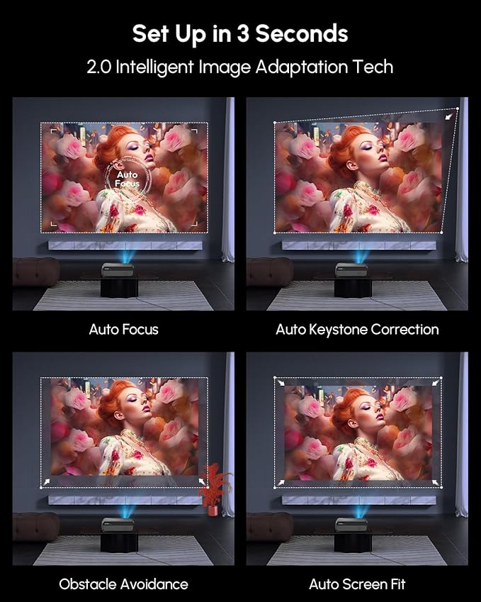 4K HDR Google TV Projector with Netflix Licensed Ultra HD Portable Smart Projector with Wifi6 and Bluetooth 5.4 , HDMI ARC, Dolby Audio, NFC, Auto Focus for Home Theater, Outdoor Movie Indoor, Bedroom