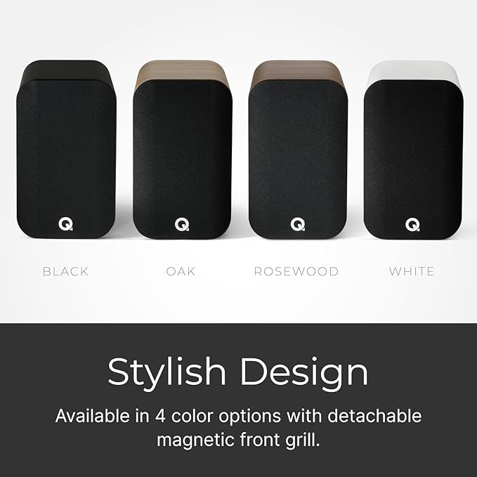 Q Acoustics 5010 Compact Bookshelf Speakers Pair Satin Black - 4.5" Mid/Bass Driver, 1" Tweeter - Stereo System for Home Theater Entertainment Center, Surround Sound TV/Record Player