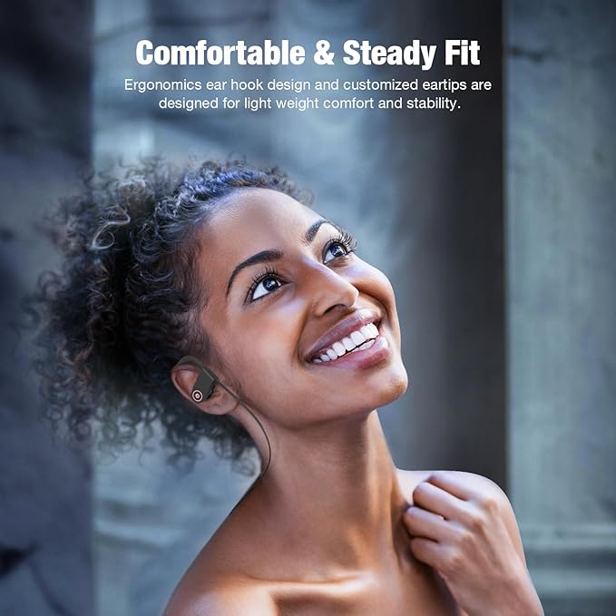 JOYWISE Bluetooth Headphones, Wireless Headphones 16H Playtime Wireless Earbuds with Mic Stereo in-Ear Earphones, IPX7 Waterproof Sports Ear Buds Sound Isolation Headsets for Running, Workout Pink