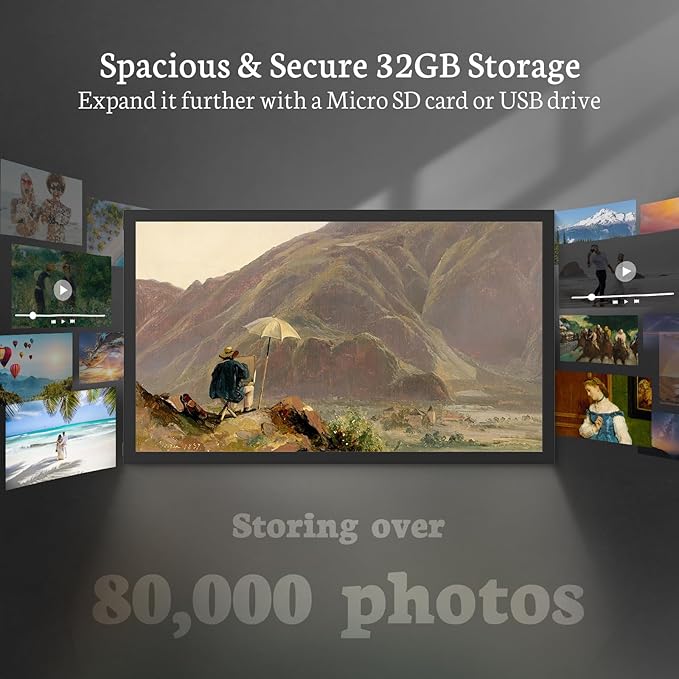 BSIMB Large Digital Picture Frame 21.5 Inch, 1920x1080 FHD WiFi Digital Photo Frame Electronic 32GB Remote Control, Share Pictures/Videos via App/USB/SD Easy Setup Gifts for Mom(Non-Touch), Black