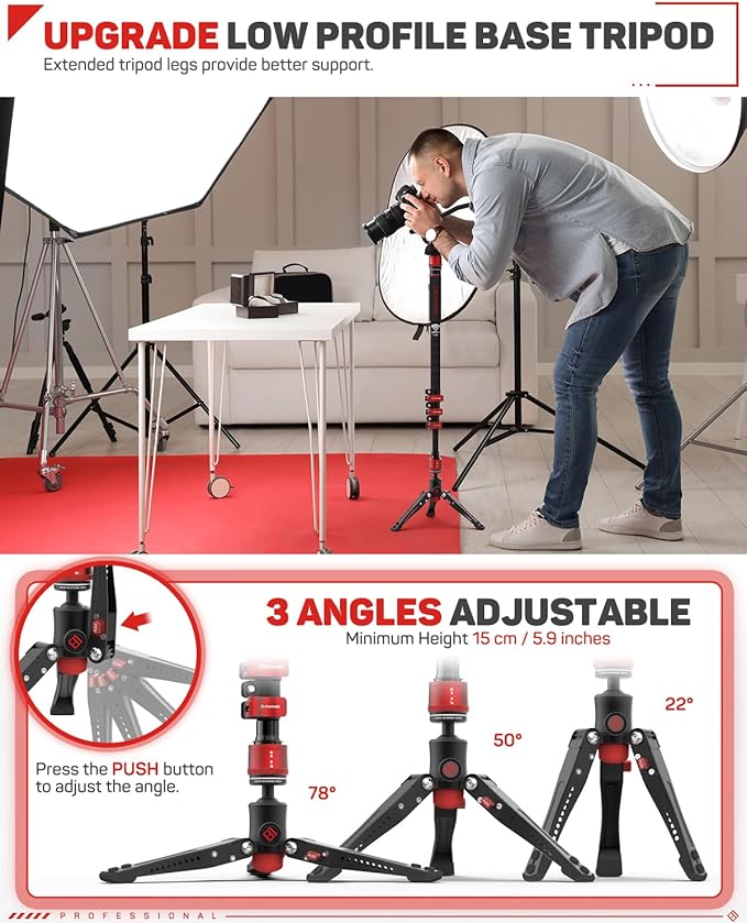 IFOOTAGE 71" Carbon Fiber Monopod Kit with Fluid Head, Portable Travel Camera Monopod with Feet, Max Load 17.64 lbs, Compatible with Sony, Canon, Nikon DSLR Cameras, Cobra 3 C180F & Komodo K5