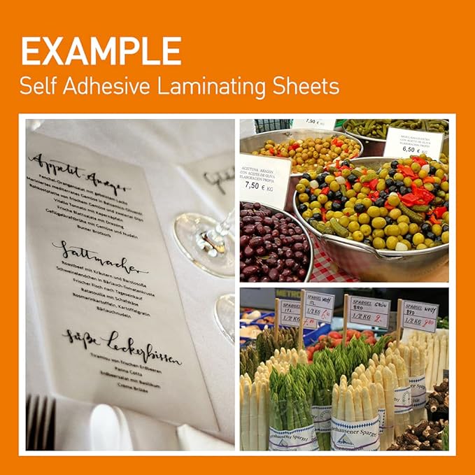 [VIOLETTO] 100 Sheets - Self Adhesive Laminating Sheets for Ultimate Protection. No Machines Needed, 4 Mil Thickness, 8.5 x 11 Inches. Effortless, Durable & Perfect for Documents & Photos.