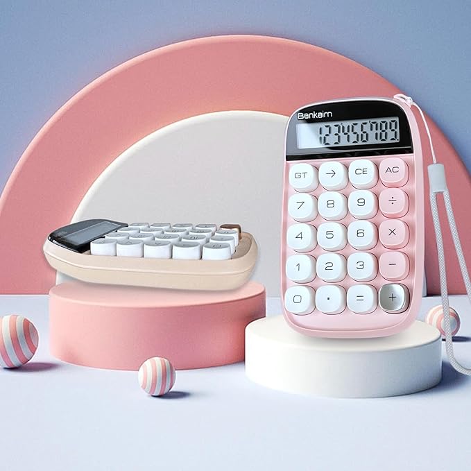 Calculators, Benkaim Desktop Calculator, Basic Standard Calculator, 10 Digit Large LCD Display Big Button Calculator, Pink Cute Desk Accessories for School, Office & Business Use (Pink)
