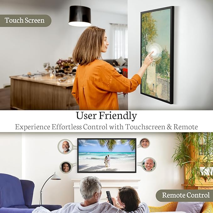 BSIMB 32 Inch Large Digital Picture Frame, Touchscreen 64GB 1920x1080 FHD WiFi Photo Frame Electronic Display Wall Mount Include, Share Pictures/Videos via App/USB/SD, Easy Setup, Gifts for Mom, Black