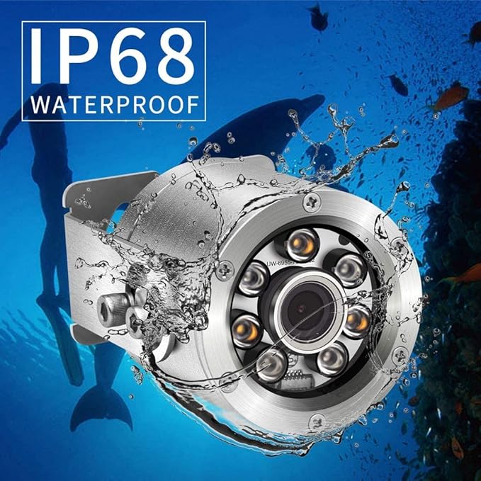 HD Aquarium POE Underwater IP Camera Marine Stainless Steel 2592 * 1944 CMOS 2.8mm Lens with Light IP68 Waterproof Camera with 98ft Cable
