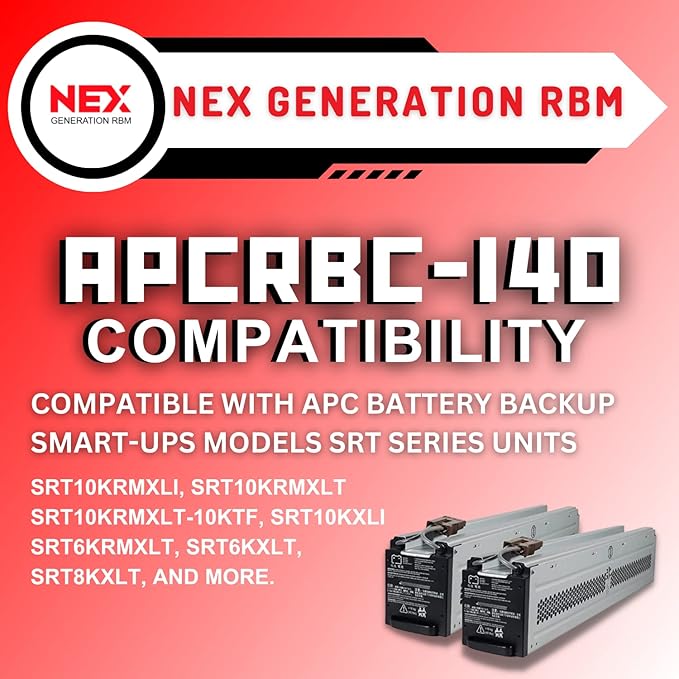APCRBC140, UPS Battery Replacement #140 Compatible with APC Battery Backup Smart-UPS Models SRT Series Unit by NEX