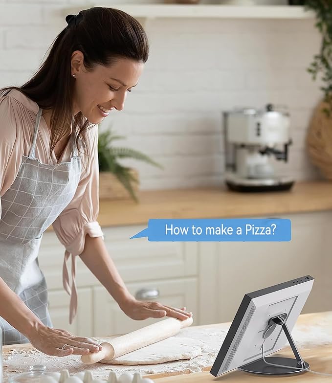 Almoz Swivel and Tilt Stand for Echo Show 15, Aluminum Stand for Show 15.6" Smart Display and Up to 18" iPad/Tablets, with 360 Degree Rotating Base, Viewing Angle Adjustable, No Need Mounting (Black)