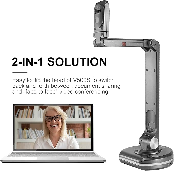 JOYUSING V500S 8MP Document Camera for Teachers, USB Visualiser for A3 Size, LED Light, AutoFocus, OCR for Windows, Classroom Presentation, Remote Teaching, Web Conferencing, Mac, Windows, Chromebook