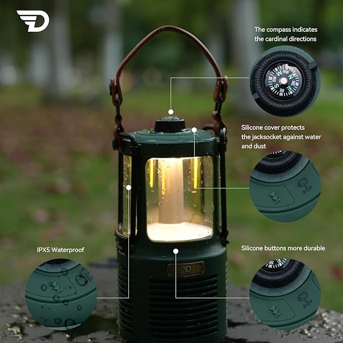 Dreamwave Outdoor Bluetooth Speakers, Portable Waterproof Speaker with LED Lights, IPX5 Waterproof, TWS Paring, Wireless Speaker Gifts for Men Women Party Camping Outdoor Beach Pool (Green)