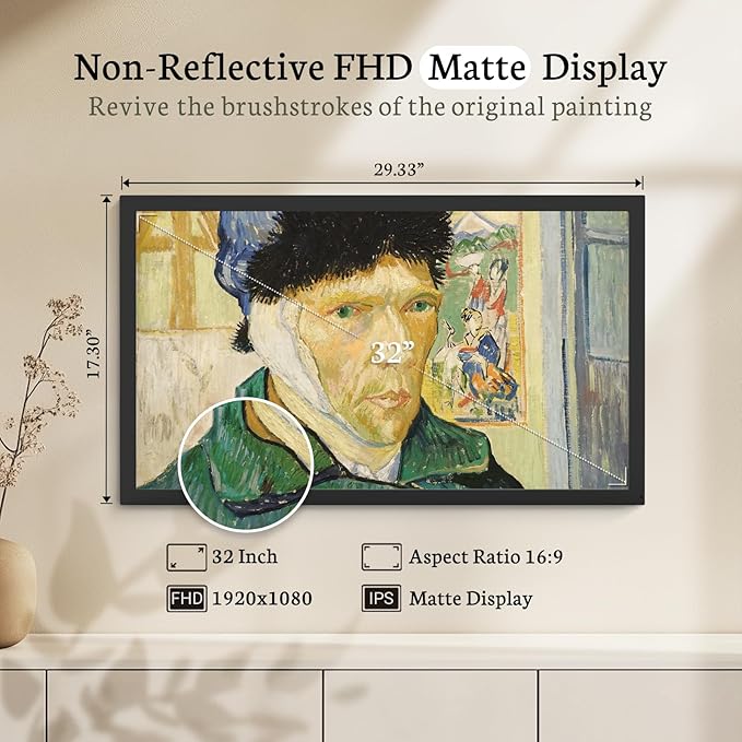 BSIMB Large Digital Picture Frame 32 Inch, 64GB 1920x1080 FHD WiFi Digital Photo Frame Electronic Display, Wall Mount Included, Share Pictures/Videos via App Easy Setup Gifts for Mom(Non-Touch), Black