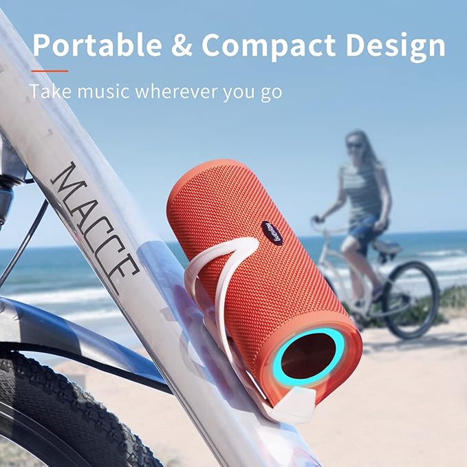 HEYSONG Portable Bluetooth Speaker, Waterproof Wireless Shower Speakers with Good Bass, IPX7 Floating, 5000mAh, TF Card, Loud Sound for Beach, Pool, Kayak Accessories, Gifts for Women-Papaver red