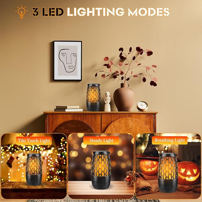 Upgraded Outdoor Bluetooth Speakers Patio with LED Lights – IPX6 Waterproof, Multi-Sync Up to 100 Speakers, Auto-Pairing, 3 Lighting Modes, Portable Patio & Garden Speaker, Ideal Gift for Men, Women