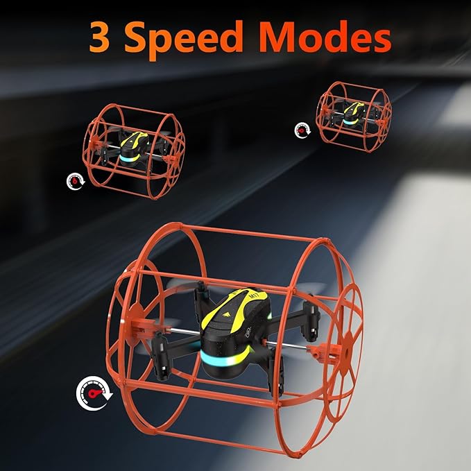 M17 Protective Cover Mini Drone RC Quadcopter for Beginners Land-Air Dual Mode Drone Headless Mode 3 Speed Modes 3D Flip Rechargeable Battery One Key Control