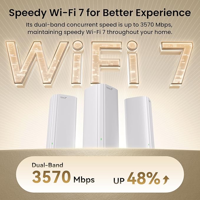 Tenda BE3600 Dual Band WiFi 7 Mesh WiFi System - 3*Full Gigabit Ports, Supports 160+ Devices, VPN, MLO, 4K QAM, Seamless Roaming, Internet Backhaul - ME3 Pro (3-Pack)