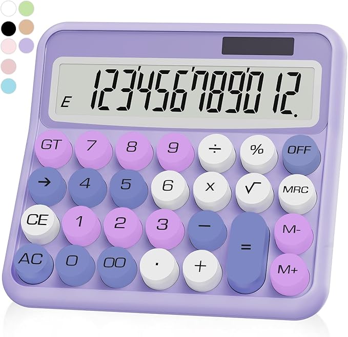 Purple Calculator, UPIHO 12 Digit with Large LCD Display and Big Buttons,Purple Office Accessories for Women Desk,Cute Calculator for Office,School, Home,Business