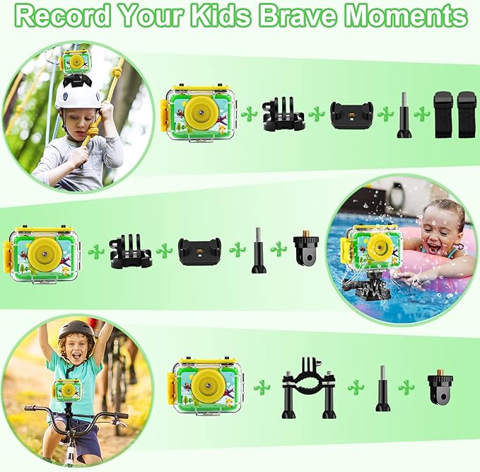 GKTZ Kids Camera - Waterproof Underwater Camera for Kids, Christmas Birthday Gifts for Boys Age 3-12, 1080P HD Children Digital Action Camera, Pool Toys for Kids Age 4-12