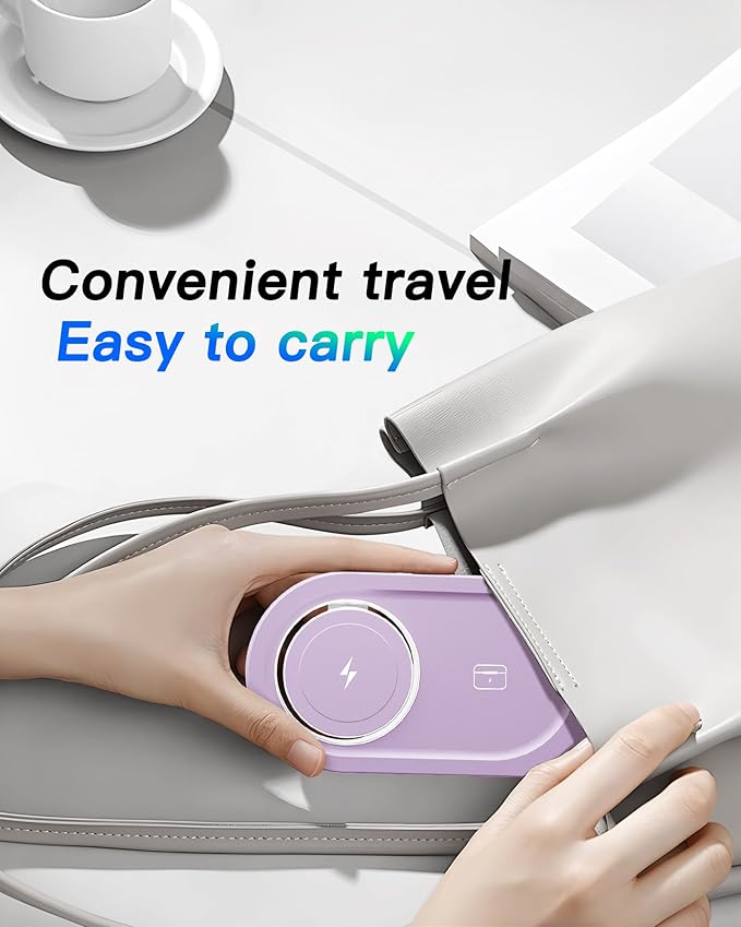 Upgraded 3 in 1 Wireless Charging Station for Apple Devices, Faster Mag-Safe Charger Stand, Magnetic Charger Station for iPhone 17/16/15/14/13/12 Series & AirPods Pro & Apple Watch Series (Purple)