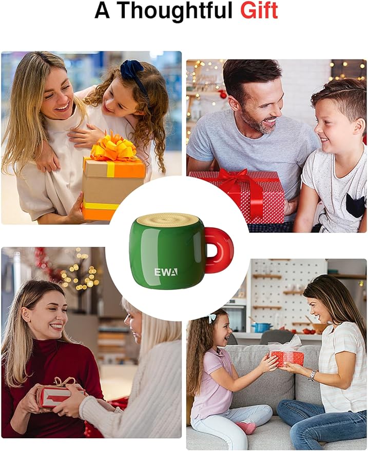 EWA Bluetooth Speaker, Mini Portable Bluetooth Speaker with Creative Cup-Shaped Design, IP67 Waterproof, Loud & Clear Sound, Ideal Gift for Desk, Travel & Holidays, A163 (Green)