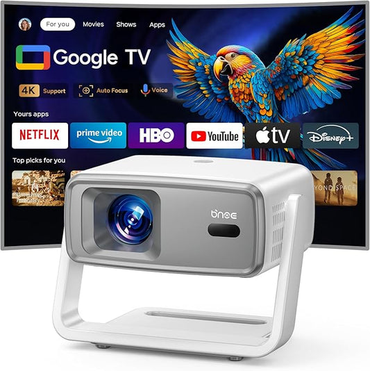 4k Projector with WiFi and Bluetooth, Outdoor Smart Projector 4k Auto Focus & Voice Control, Built-in 10,000+ Apps Native 1080P Proyector for Home Movie