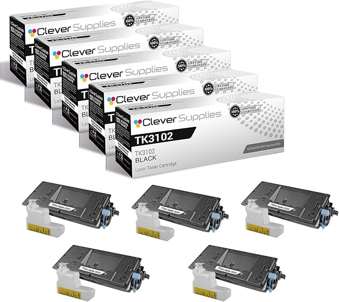 CS Replacement Toner Cartridge Compatible with Kyocera-Mita TK3102 Black ECOSYS M3040idn, ECOSYS M3540idn, FS-2100DN Black 5 Pack