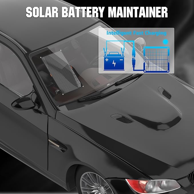 OYMSAE 12V Solar Battery Charger ，5W Waterproof Solar Battery Maintainer,Portable Solar Panel Charger with Upgraded Controller for Car, Motorcycle, Boat, Marine, RV, Trailer, Tractor,Truck, etc
