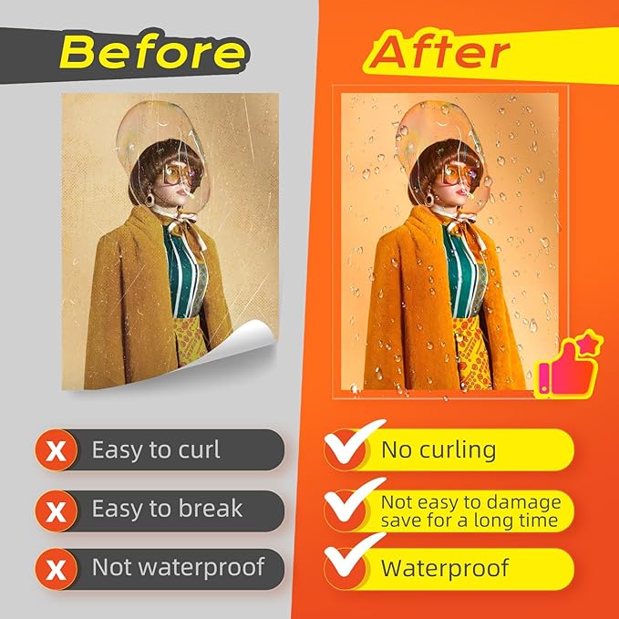 100 PCS Self Adhesive Laminating Sheets,8.7 x 12.2 Clear Laminating Sheets No Machine Needed,Self Sealing Laminating Sheets Suitable for 8.5 x 11 Inches Letter Size