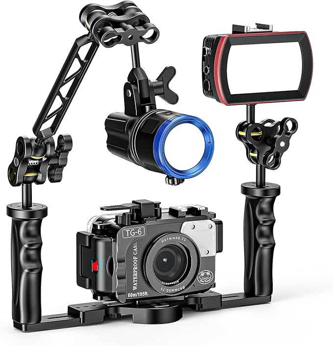 Sea frogs 2PCS Double Ball Arm 8.0" Essential Underwater Photography Gear Lighting System Aluminum Alloy Diving Equipment Accessory Lightweight Arms AM-10