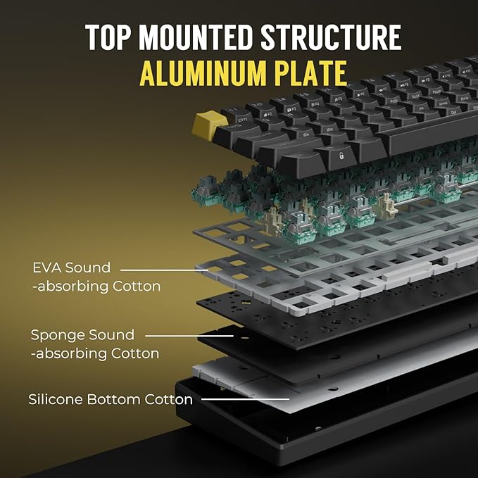 RK ROYAL KLUDGE C61 HE Gaming Keyboard 60% Wired Mechanical Keyboard with Hall Effect Magnetic Switch 8000Hz Polling Rate Rapid Trigger RGB Backlit, 61 Keys, Black Yellow