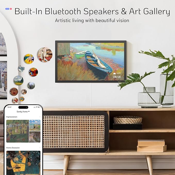 NexFoto 24 Inch Touchscreen Digital Picture Frame Large, FHD WiFi Electronic Photo Frame 64GB, Add Photos from Google Photos, Upload Videos via App/USB/Micro SD, Gifts for Housewarming, Mom, Black