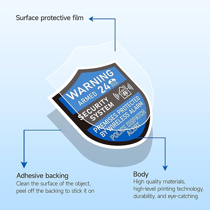 3PCS Security Alarm System Sign for Home, Self-Adhesive Weatherproof Small 24 Hours Warning Sticker, Safety Protection System for House Doors and Windows, Business Indoor & Outdoor Use 2.8x2.4 In