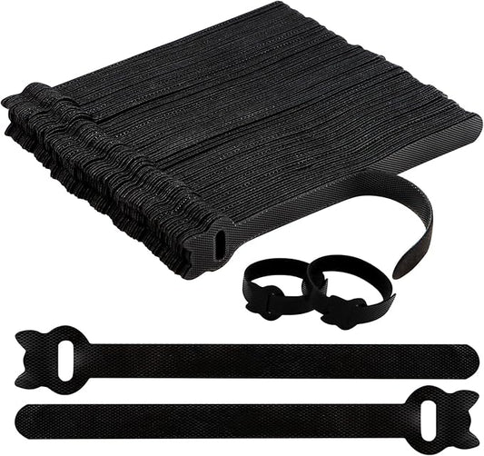 100PCS Reusable Cable Ties, 8 Inches Adjustable Cord Straps, Wire Organizer, Cord Wrap Hook Loop Cable Management, Multi Purpose Cable Management Ties for Home, Office & Data Centers Black