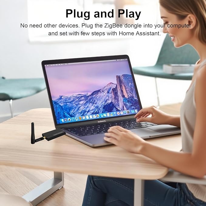 Zigbee 3.0 USB Dongle Gateway, Wireless Universal Zigbee USB Gateway Hub with Antenna, WiFi USB Adapter Coordinated for Home Assistant, Zigbee2MQTT, Open HAB