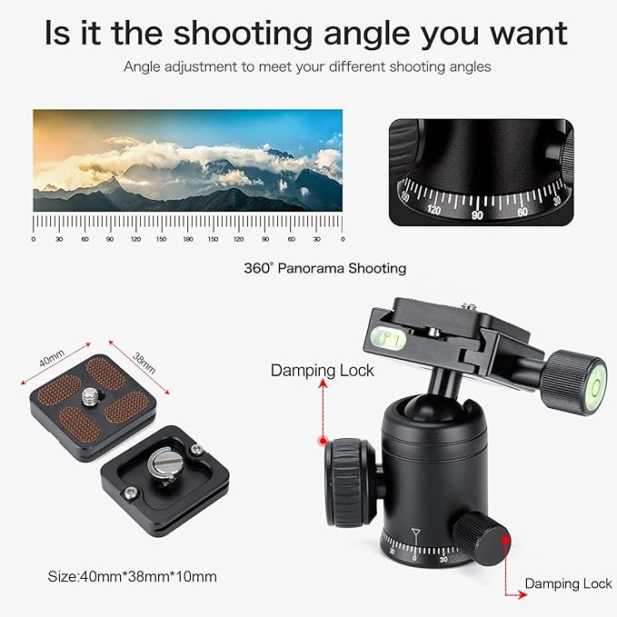 Koolehaoda Mini Desktop Tripod, 20" Aluminum Portable Small Tripod with 360° Ball Head and Bag for DSLR Camera, Video Camcorder.Load up to 11lbs / 5kg - (Black)