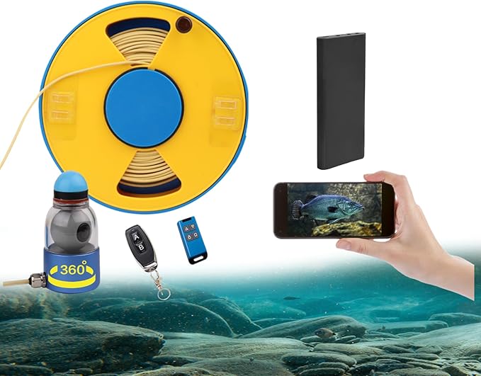 WiFi 360° Fish Finder Underwater Fishing Camera with WiFi Adapter, Infrared Night Vision Light Self-Righting and Temperature Detection