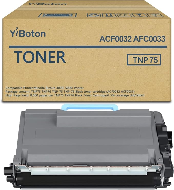 High Yield TNP75 TNP76 TNP-75 TNP-76 Black Toner Cartridge Compatible with Konica Minolta Toner Cartridge for Konica Bizhub 4000i 5000i Printer (ACF0032 AFC0033)