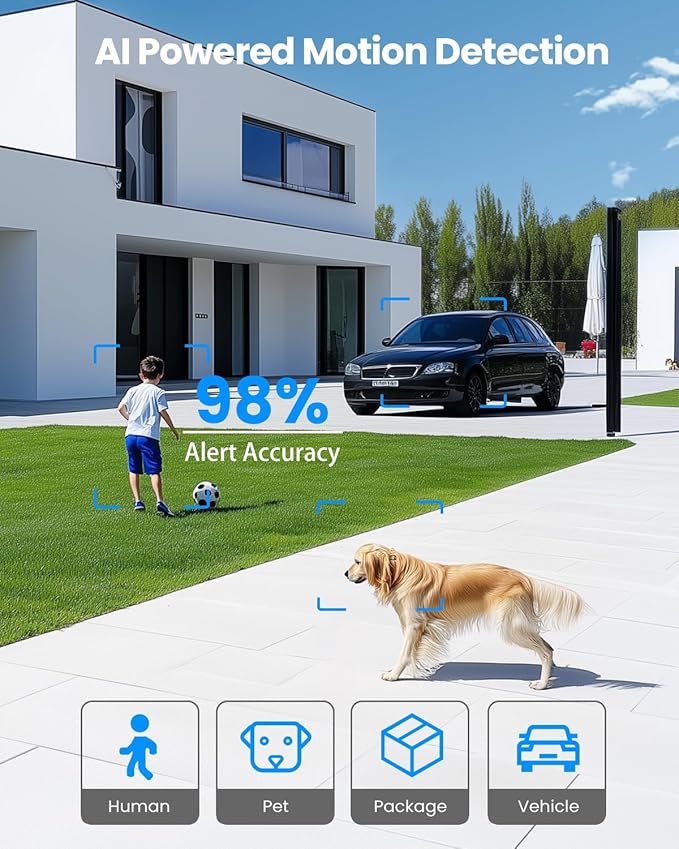 Solar Security Cameras Wireless Outdoor 4 Pack, 3MP Security Cameras Wireless Outdoor, Pan Tilt 360°WiFi Camera with Color Night Vision/PIR Sensor/2-Way Audio/Alexa