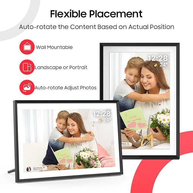 ApoloSign Digital Picture Frame 10.1 inch, Frameo Digital Photo Frame, WiFi Electronic Frame with 32GB Storage, 1280x800 HD IPS Touch Screen, Auto-Rotate, Slideshow, Share Photos/Videos Instantly
