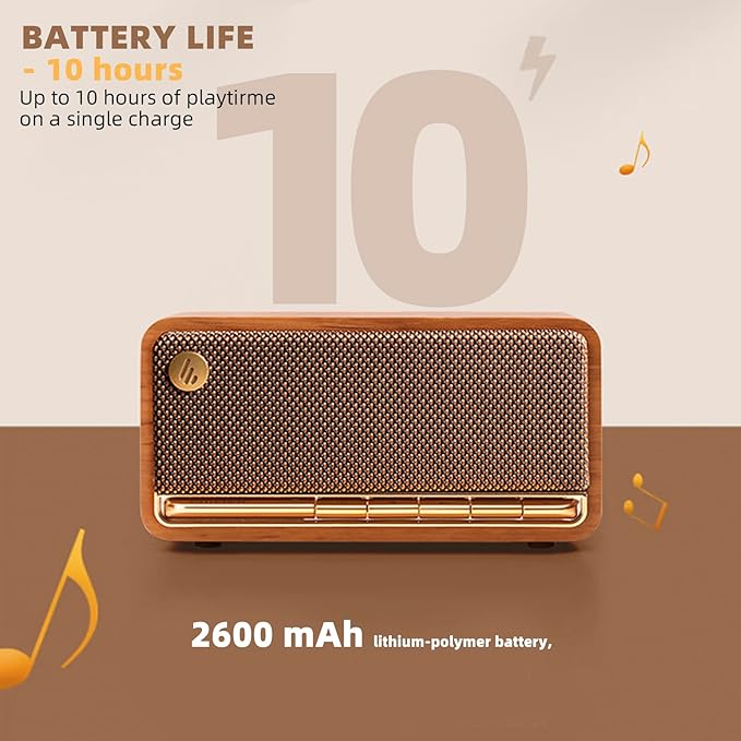 Edifier Retro Wood Bluetooth Speaker,Wireless Portable Speakers with 20W Stereo Sound,Vintage Decor Speaker with AUX,USB Soundcard,Micro SD Brown
